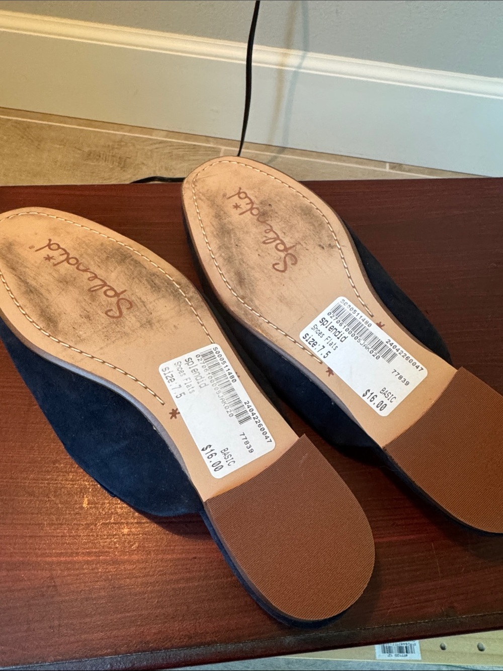 Women’s Navy Suede Slip-On Loafers with Bow Detail - Picture 4 of 4